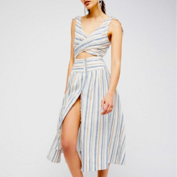 Free People Dresses & Skirts - Free People: Kansas City Girl Stripe Midi Dress 8